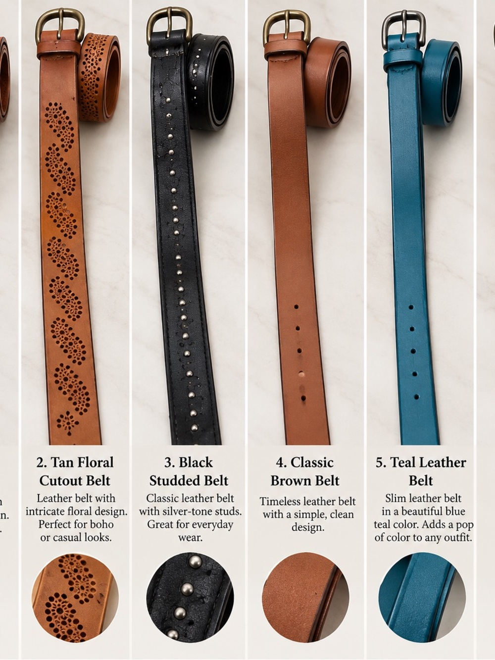 Classic Tan Leather Belt - Women’s Casual Belt